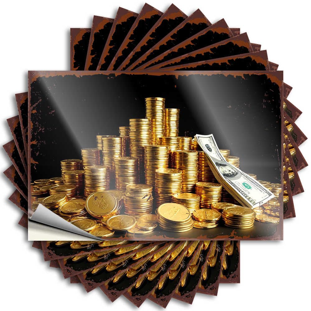 Cozy, Quote Case Golden Treasure: A Stack of Shiny Coins and Cash | Military Decorations for Bedroom Aesthetic(8X12CM)