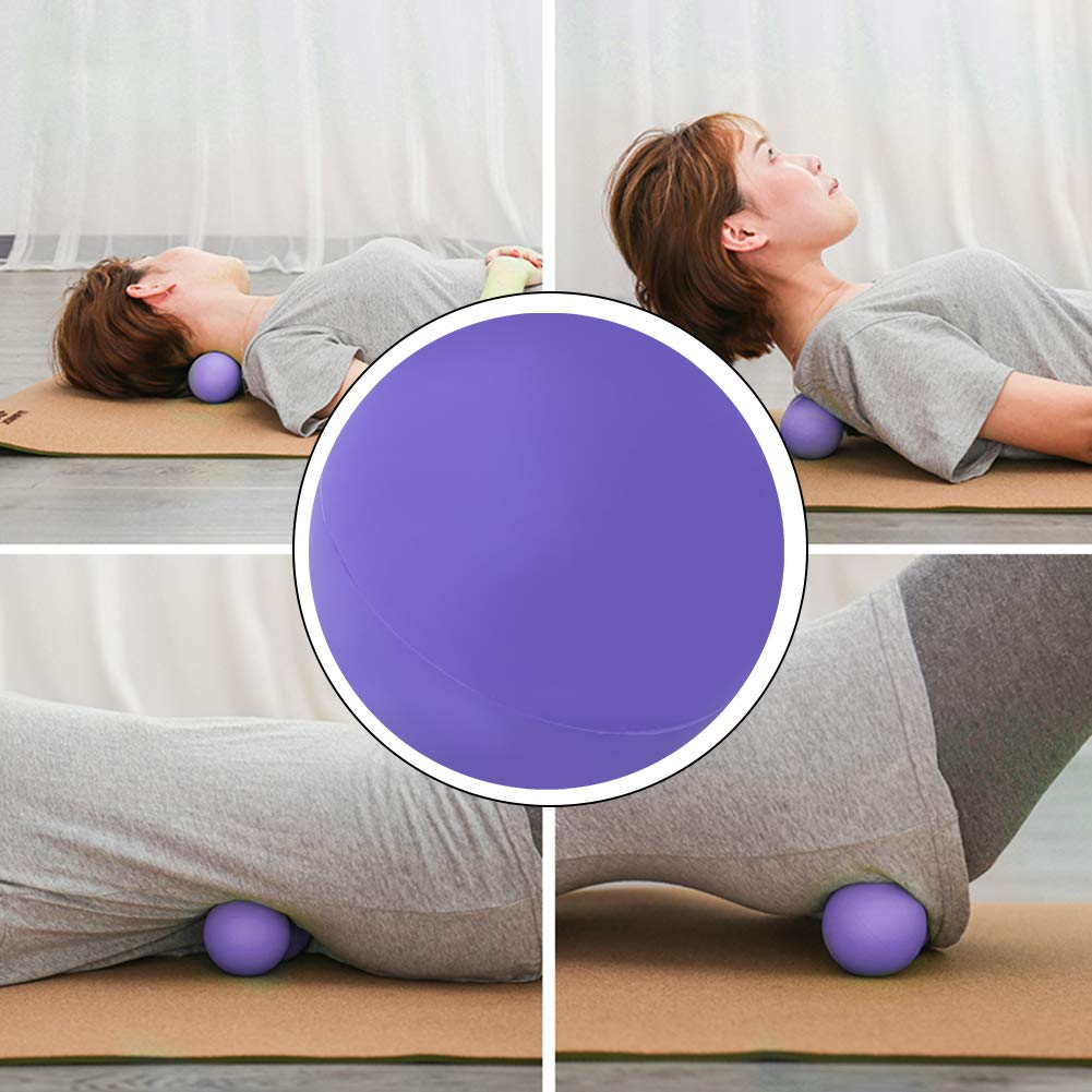 2 bolas de masaje, pelota de yoga de silicona para fitness, pelota de relajación para mano, suela, masaje, bolas masajeadoras de punto de activación para yoga (morado)