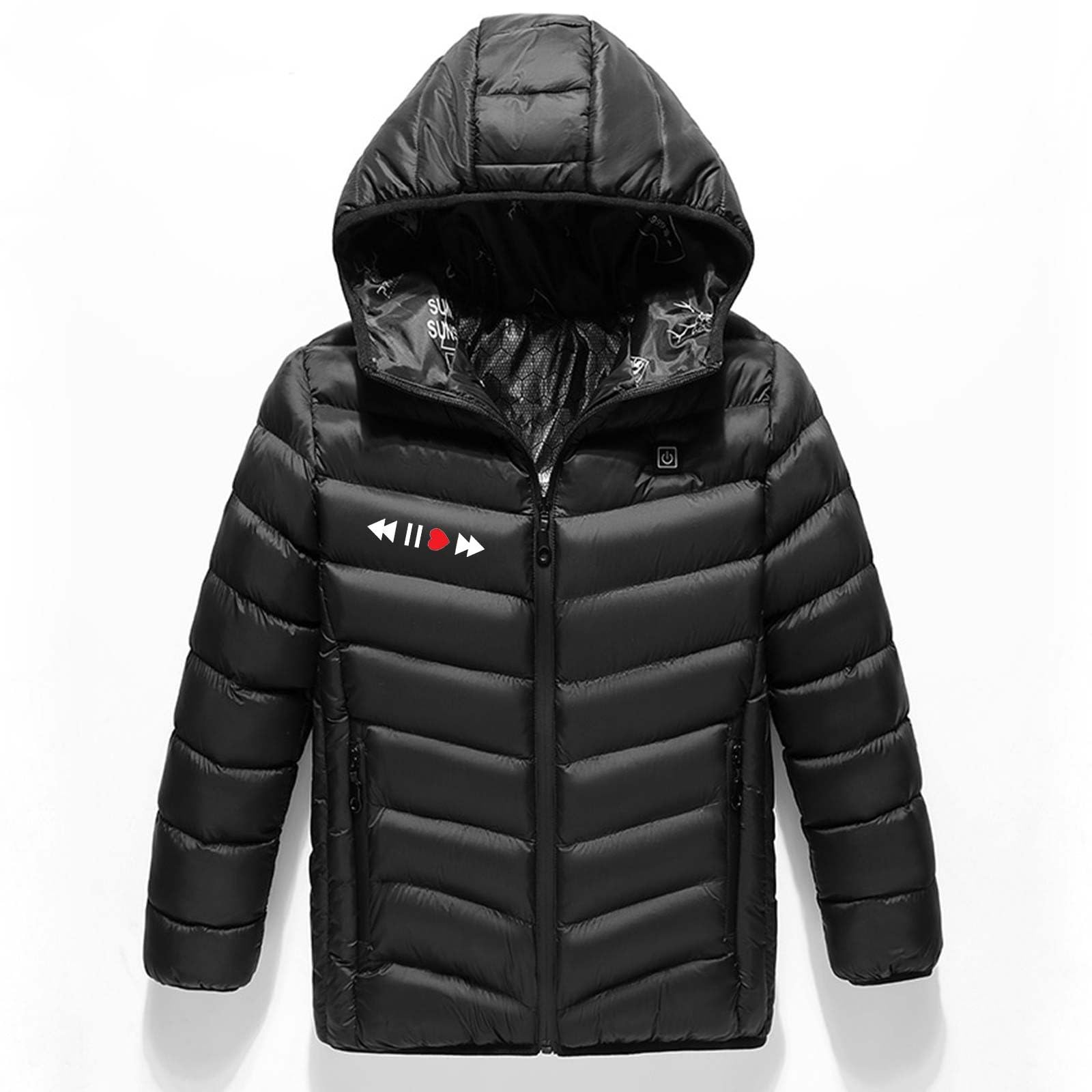 Veste Chauffante Enfant Manteau Doudoune Chauffant Enfants USB Veste Chauffant Electrique Garçons Filles avec 3 Zones de Chauffage Manches Longues Veste Chauffante pour Camping Coupe-Vent Imperméable
