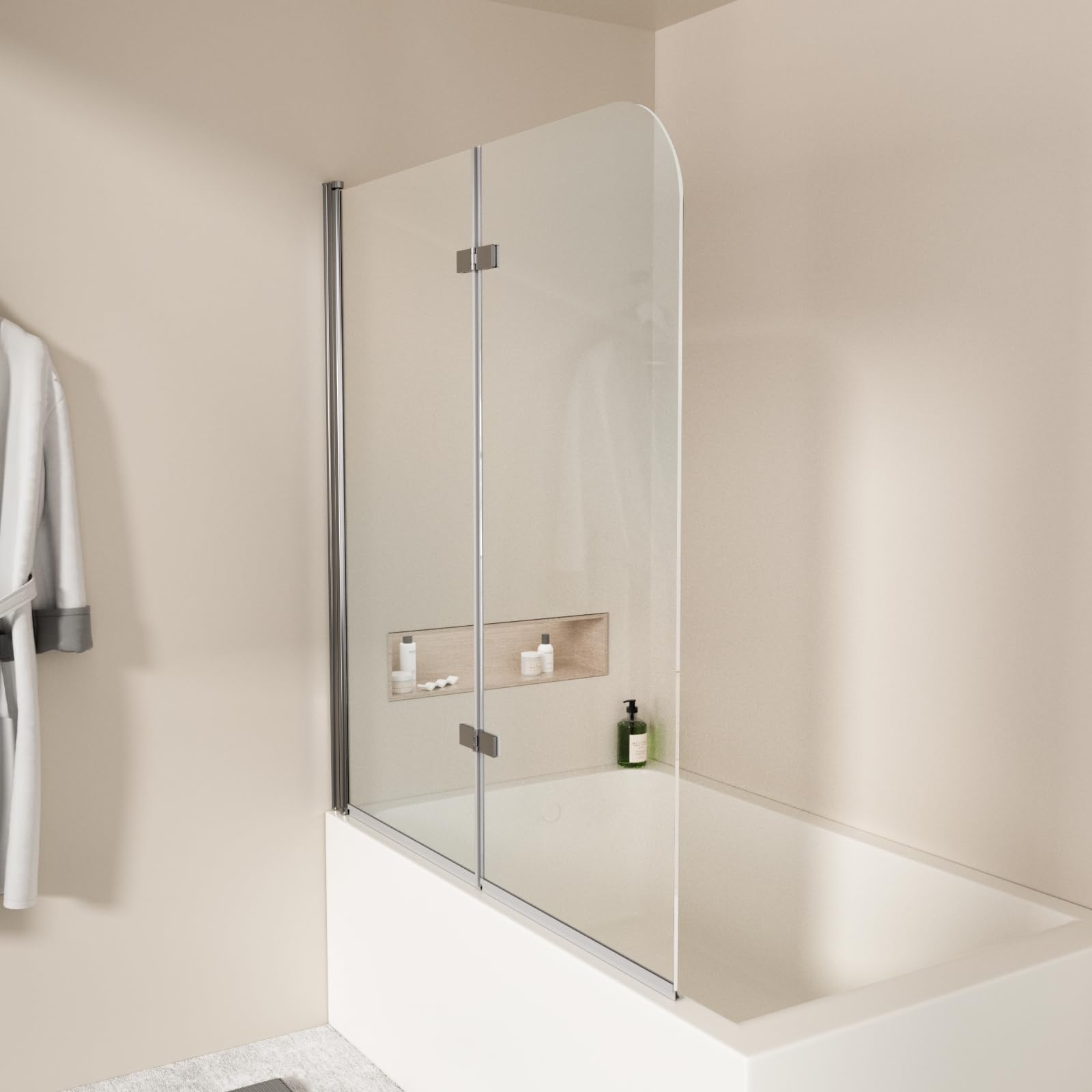 EMKE Badewanne Duschwand 120x140cm, 2-teilig Faltbar, Duschtrennwand