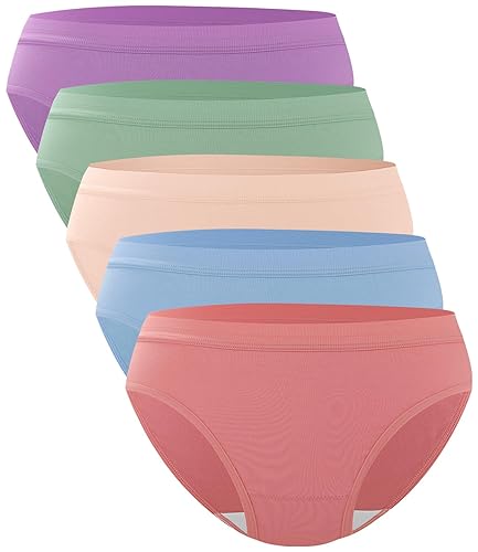 BAMBOO COOL Womens Underwear Bikini Underpants Hipster Ladies Panties Soft Stretch Breathable Panties for Women, 5-Pack - Multicoloured C-(5-pack) - Medium