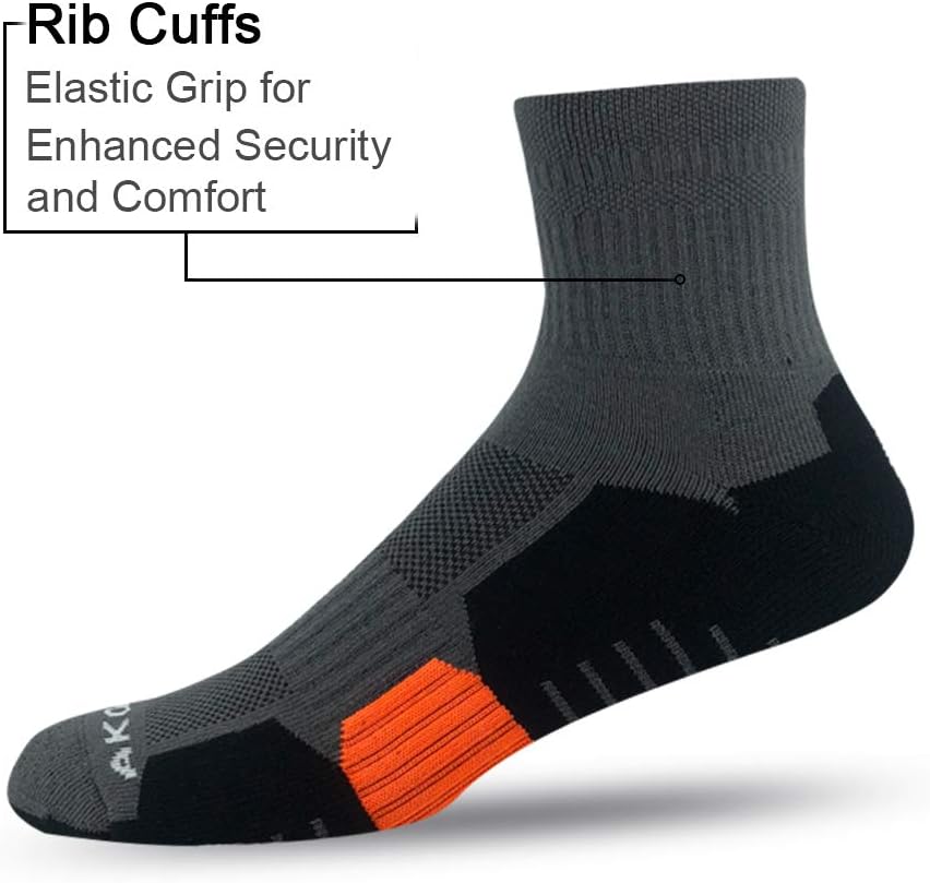 AKOENY Men's Athletic Cushion Running Quarter Socks (6 Pairs)