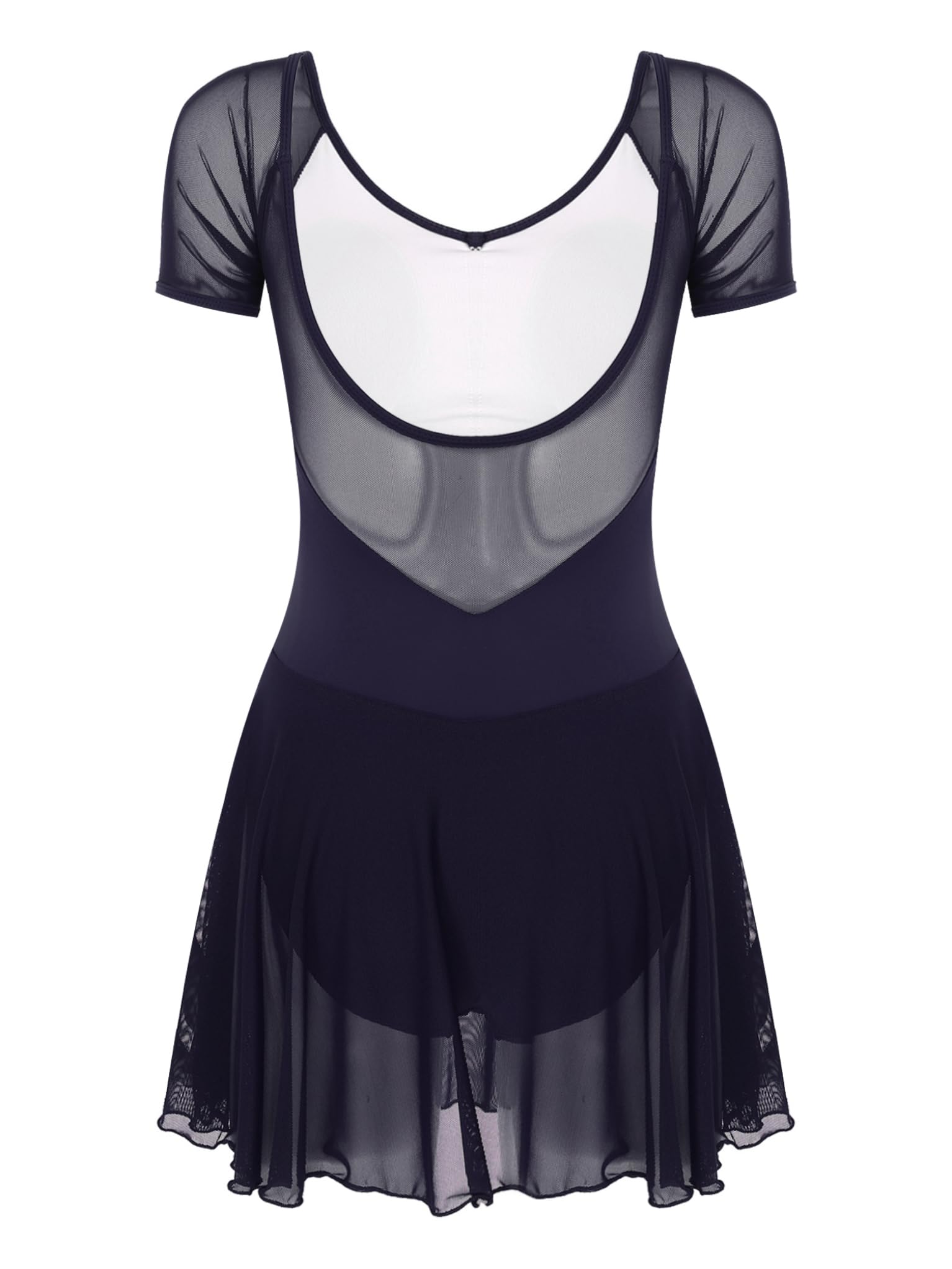 TTAO Ballettkleid Damen Langarm/Kurzarm Ballett Trikot mit Chiffon Rock Wickelrock Gymnastik Tanzkleid Ballettkleidung TrainingskostümDancewear