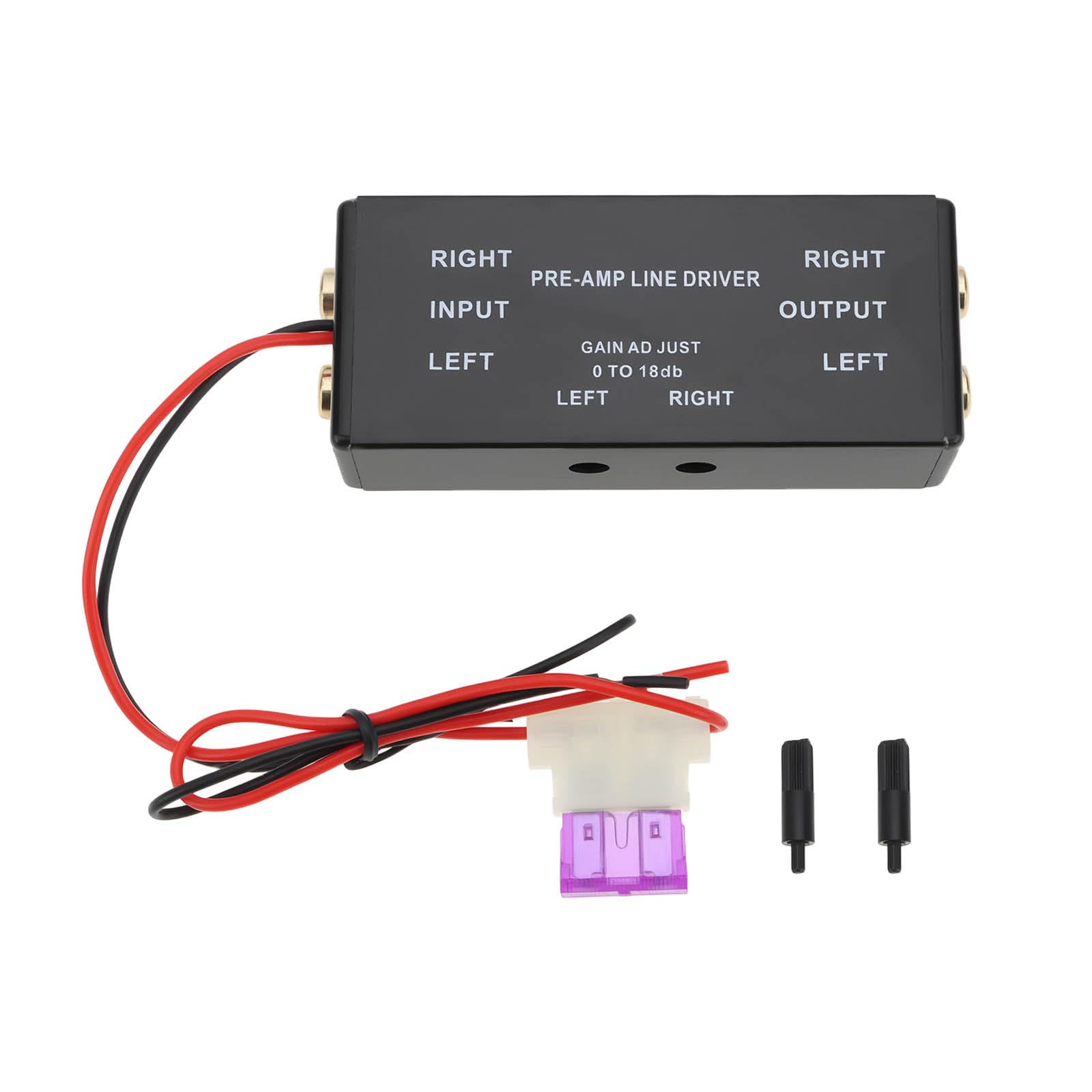 ECSiNG Préamplificateur RCA Amplificateur de Signal Entrée/Sortie Plage Réglable de 0,1 à 18 DB pour Voiture Et Bateau