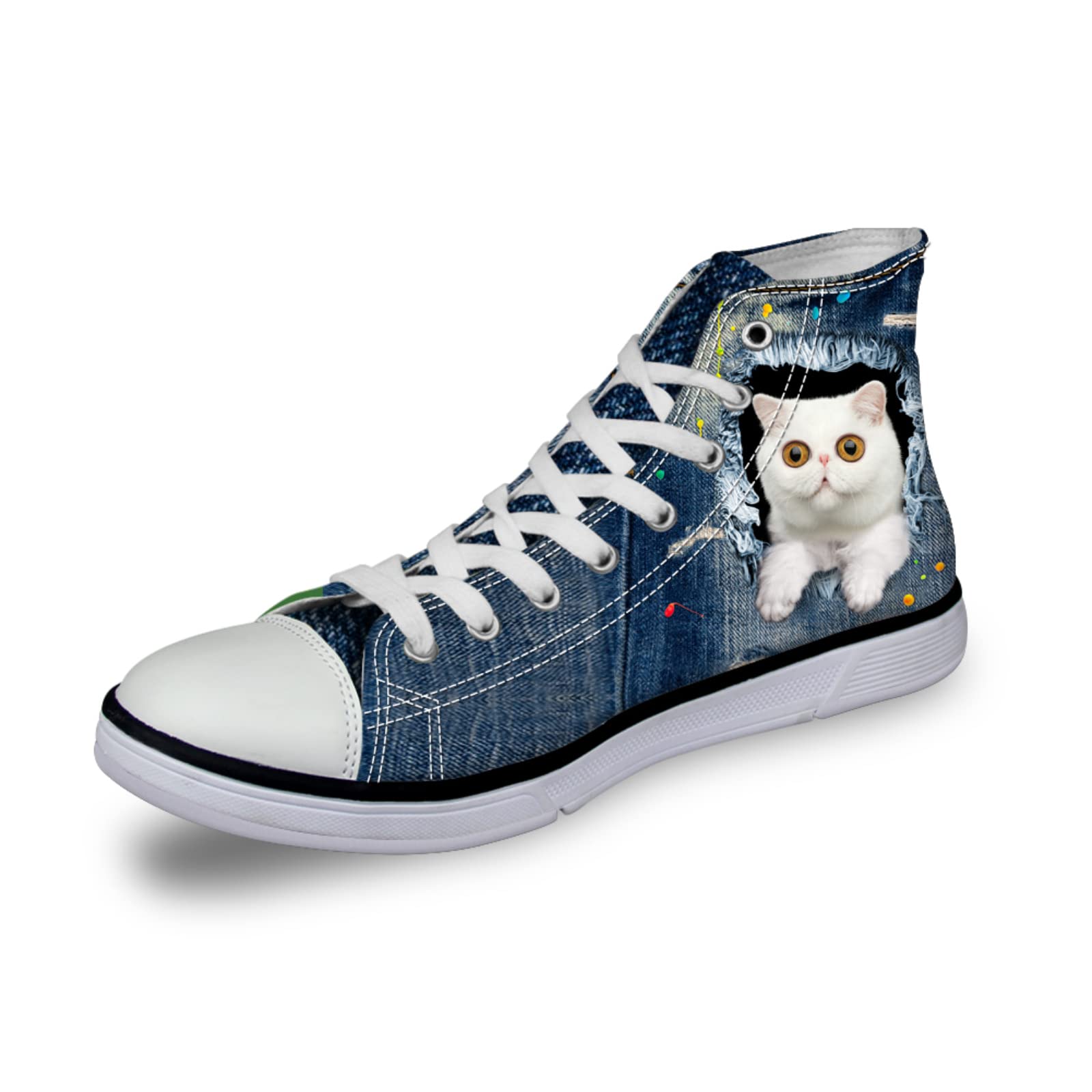 Dajingkj Canvas Shoes for Women High Top Canvas Sneakers Teens Girls Cute Animal Print Lace ups Casual Walking Shoes