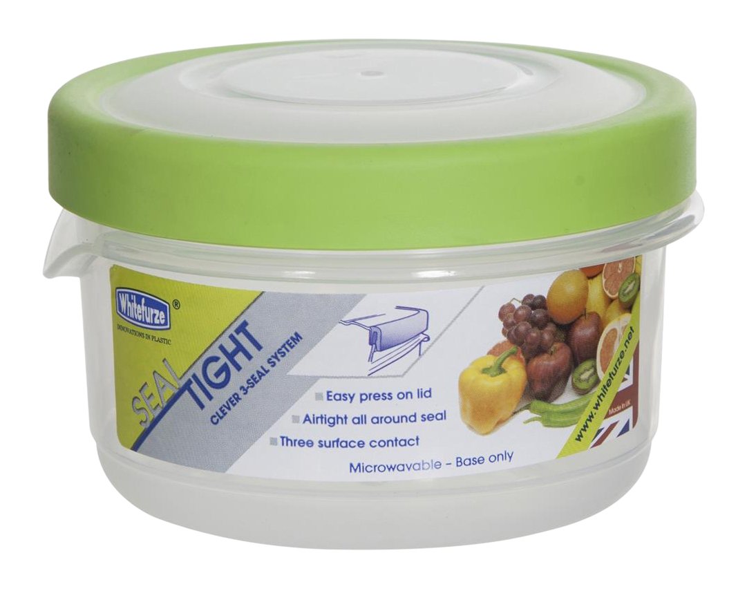 Whitefurze Round Seal Tight Container, Plastic, Lime Green, 0.3 Litre