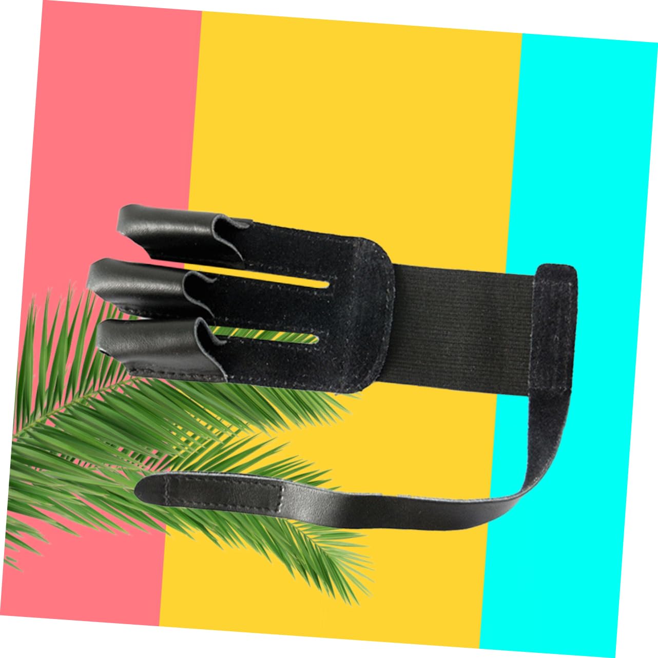 YARNOW Three Finger Protective Gear for Glove with Wrist Strap Lightweight Finger Guard for Hunting and Shooting Black