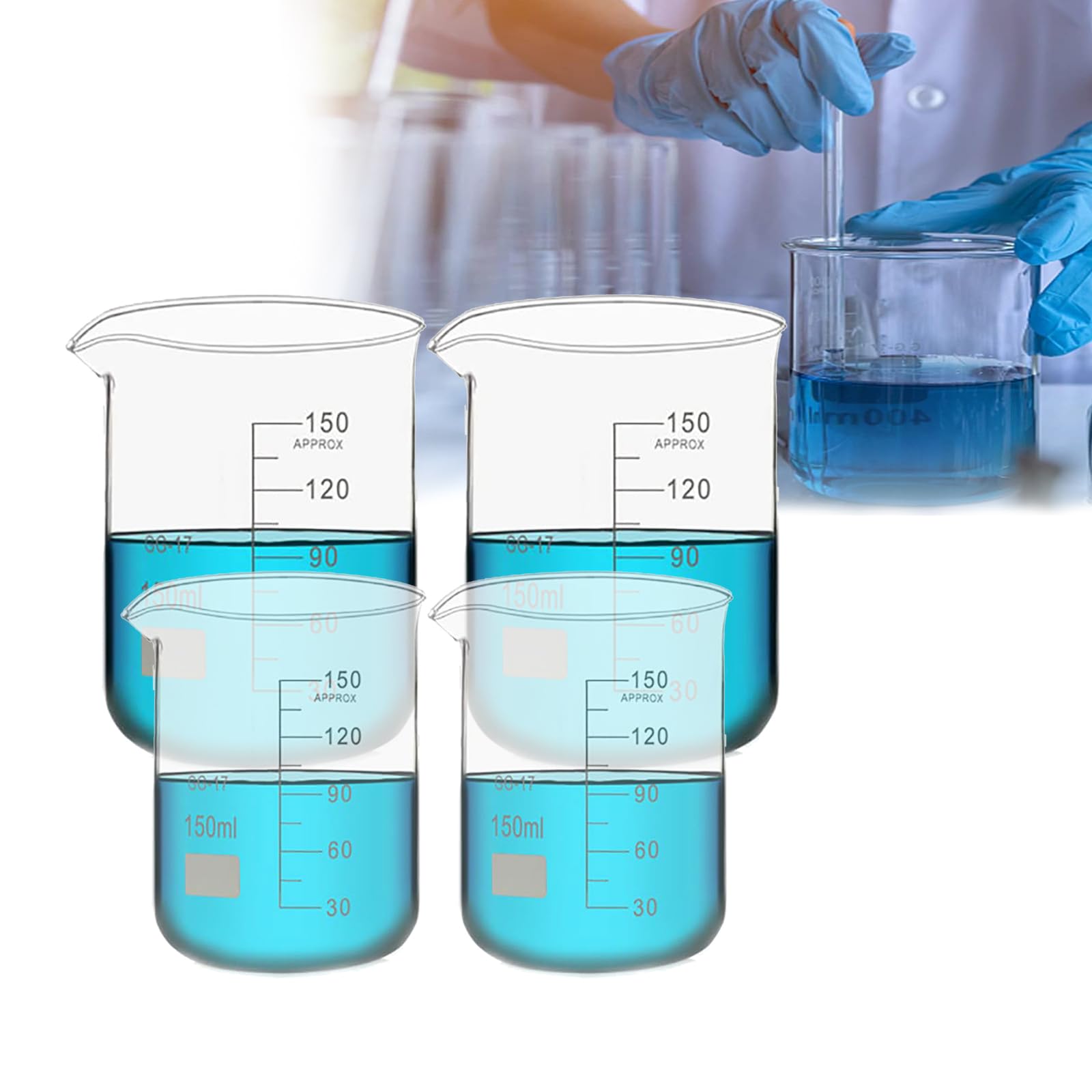 Bécher de laboratoire gradué fini les coulures avec le bec verseur anti-goutte haute température