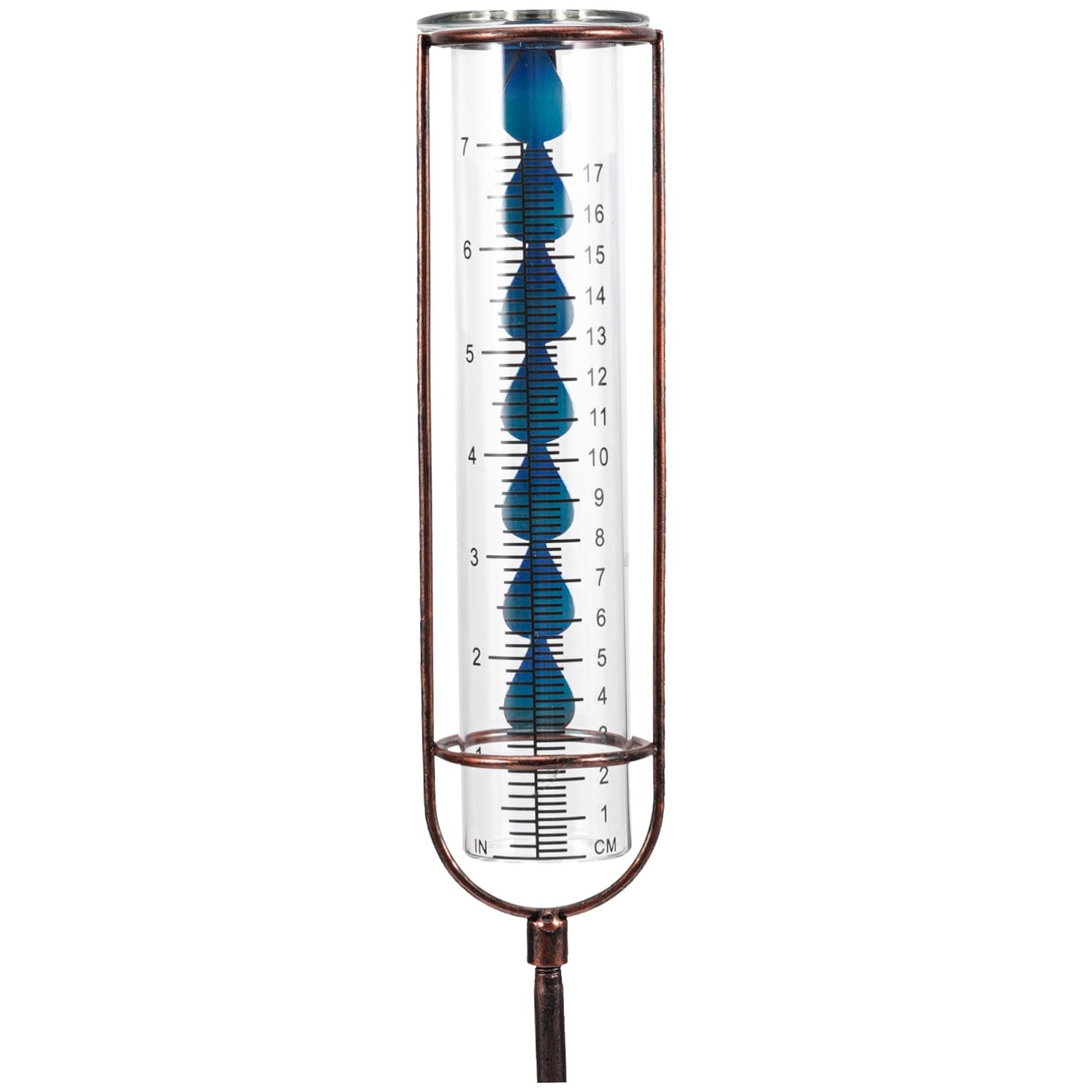 Toyvian Garden Decor Rain Gauge Stake for Yard Metal Rain Gage with Collecting Tool