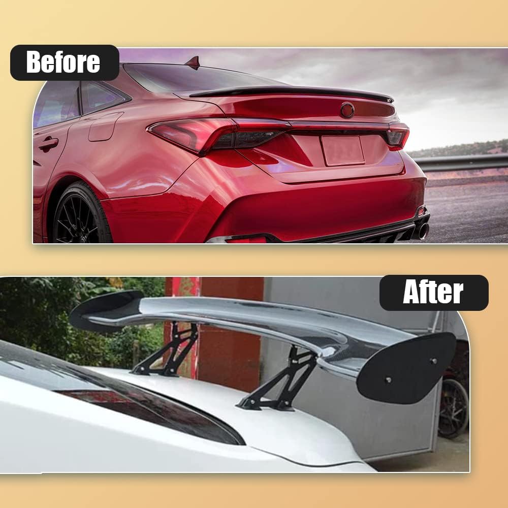 Universal 57 Inch Rear Spoiler GT Racing Style for Sedans Coupe Hatchback Adjustable Trunk Spoiler Wing (Carbon Fiber Look)