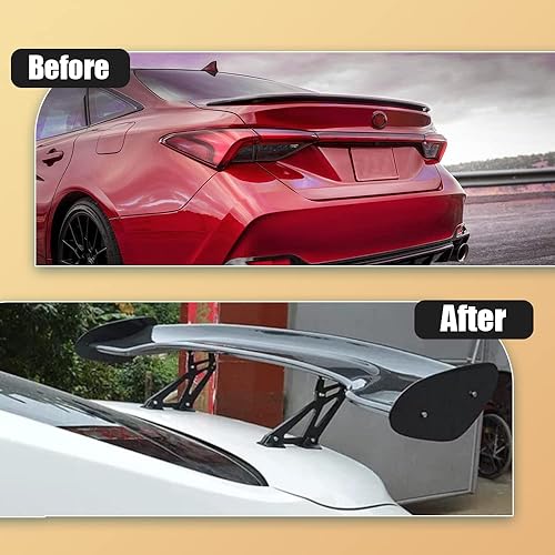 Miniatura 6 de Alerón trasero universal de 57 pulgadas, estilo GT Racing para sedanes, Coupé, Hatchback, alerón ajustable para maletero (aspecto de fibra de