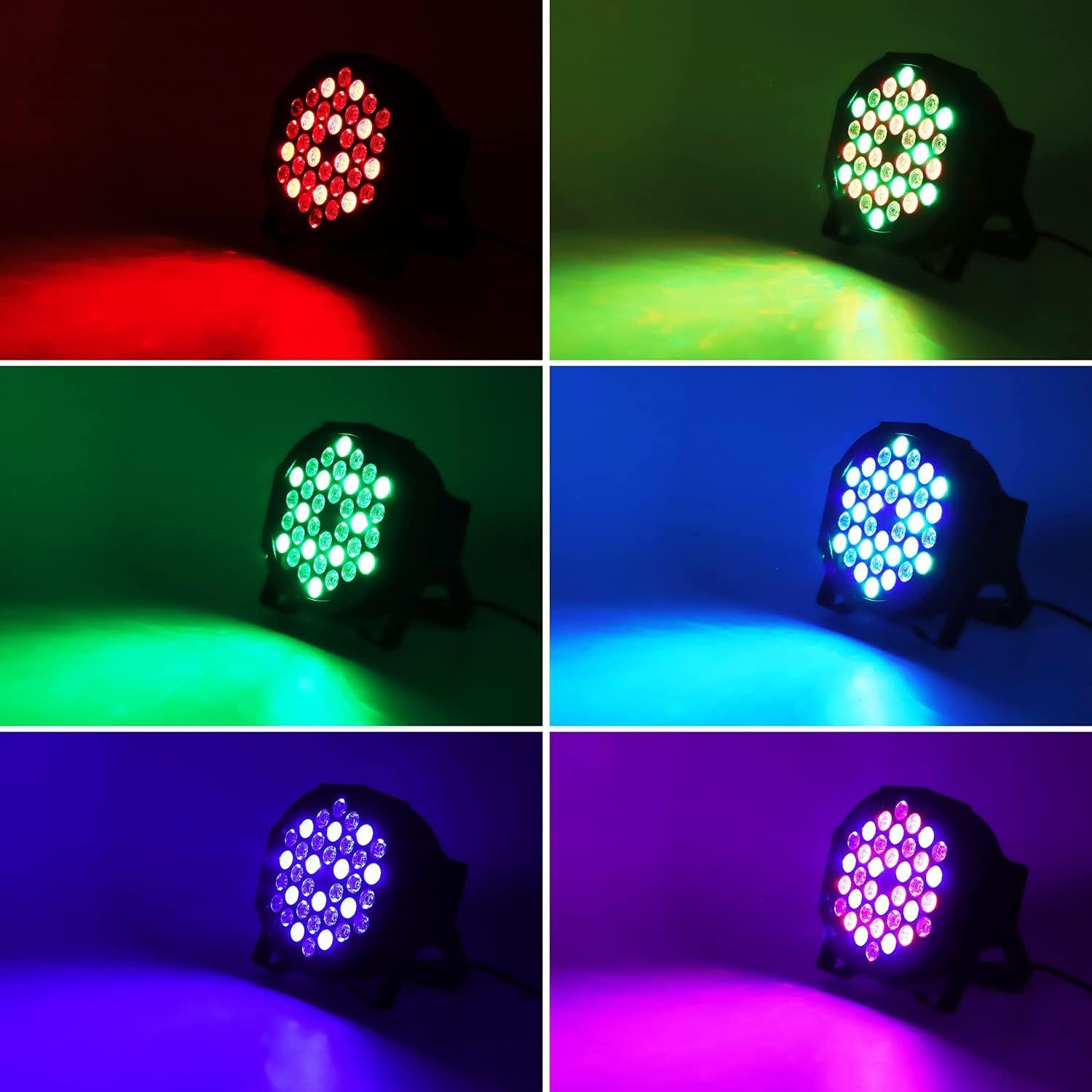 U`King 4PCS Faretto a 36 LED Luce da Palcoscenico con Treppiedi Luminosi, Festa da Discoteca RGB DMX512 con Telecomando, per DJ Bar Halloween, Natale