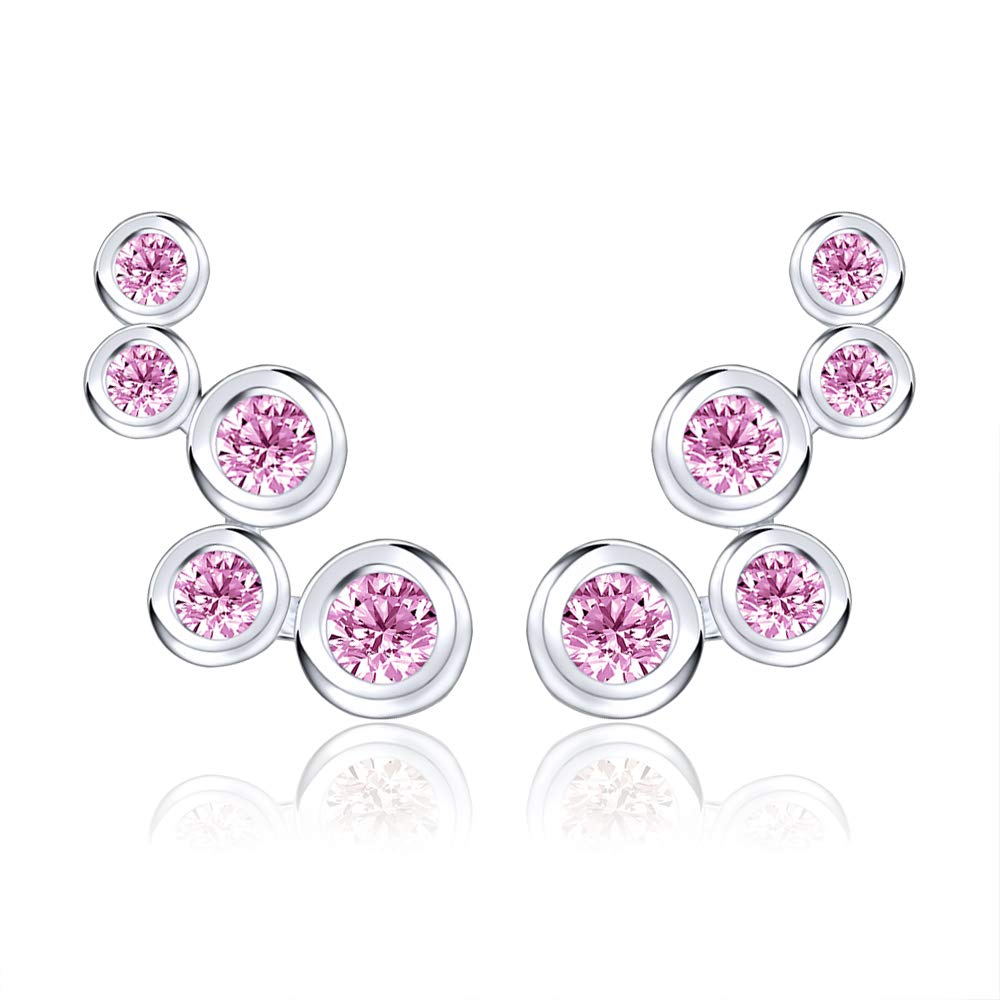 AoedeJ Bubble 925 Sterling Silver Cubic Zirconia Ear Climber Earrings Cartilage Crawler Stud Earrings