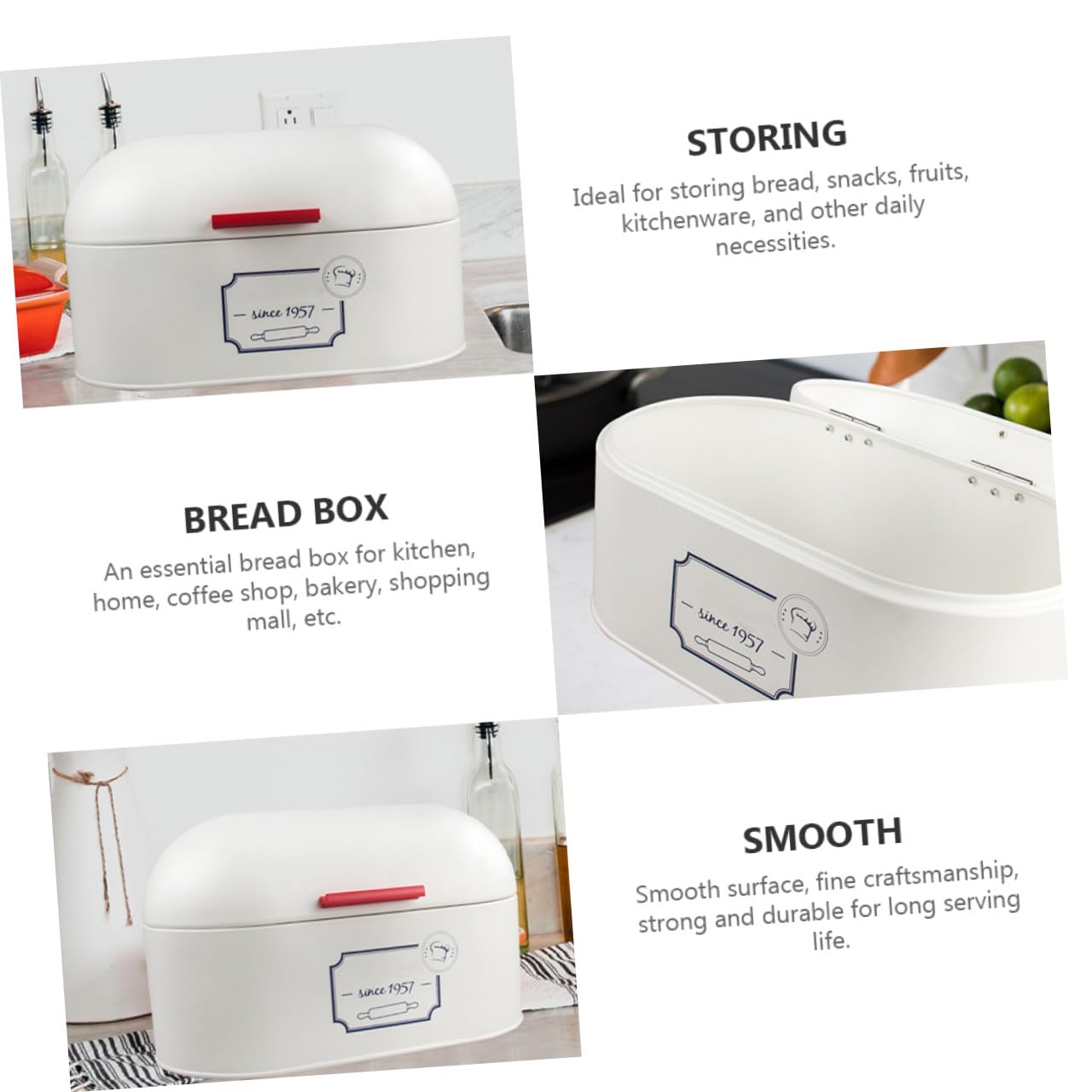 Cabilock Bread Box Grande in Metallo Bianco, Stile Europeo, 1 Pezzo | Mantiene Pane Fresco, Superficie Liscia e Lavorazione Fine, per Bakery e Shopping Mall