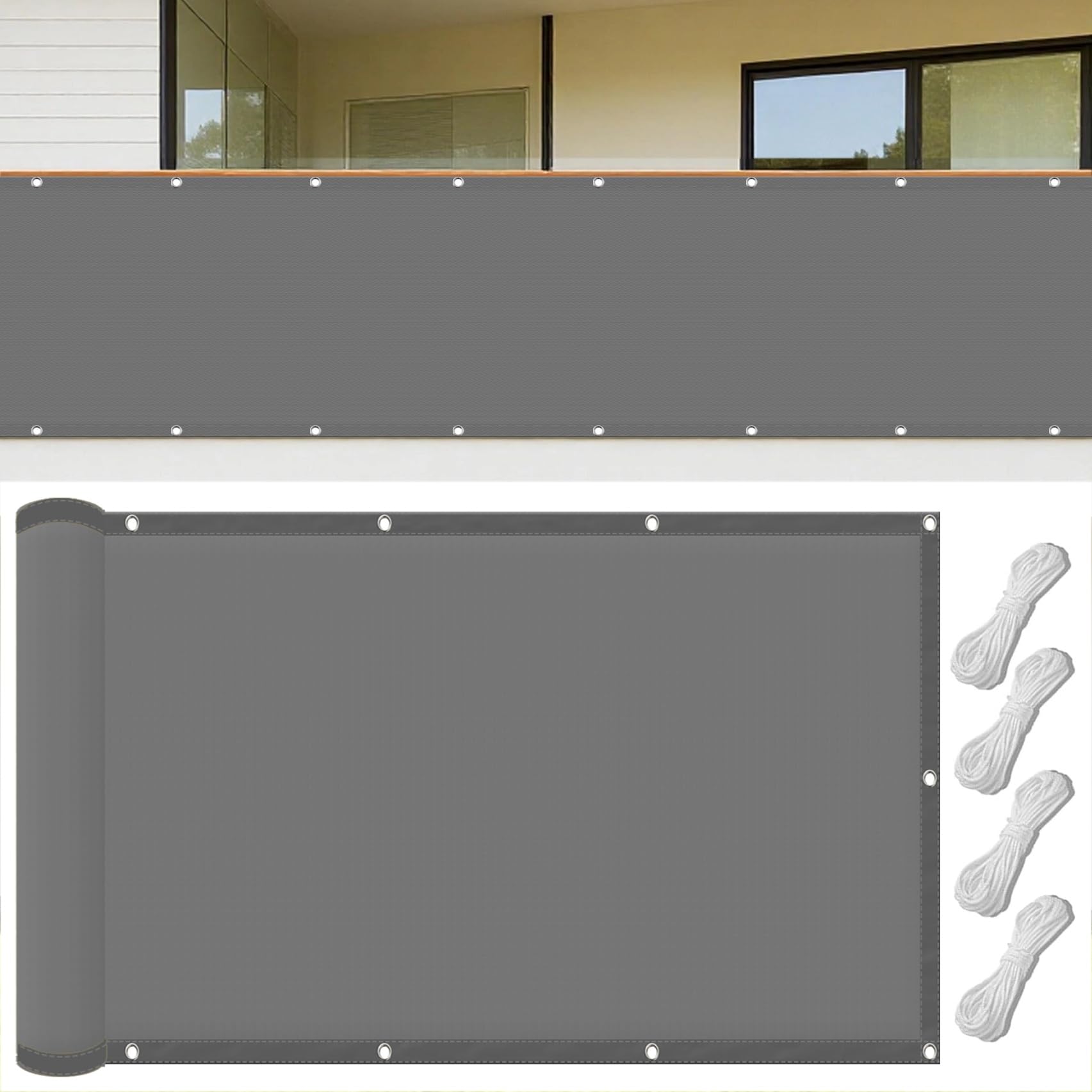 Voile d'ombrage 300x700 cm gris clair imperméable pour extérieur