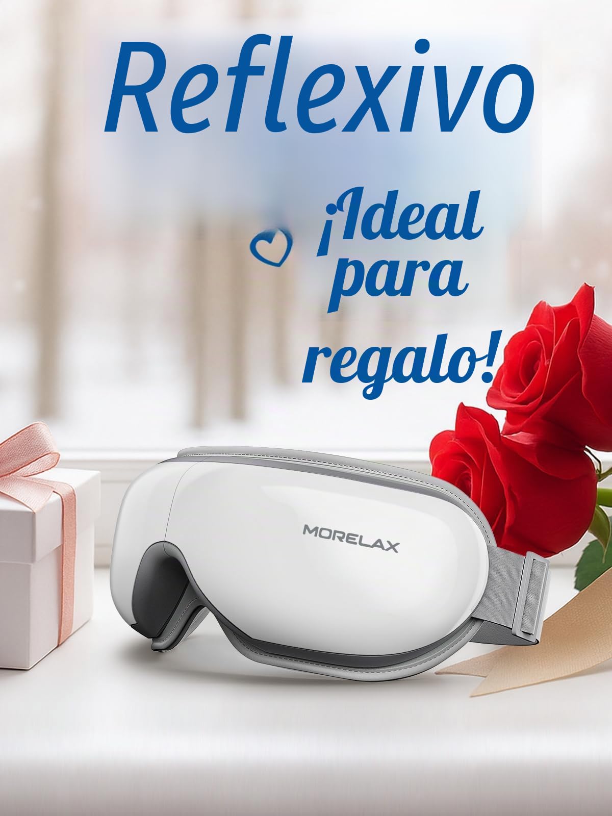 Masajeador de ojos con calor y música Bluetooth, regalos de cumpleaños para mujeres, reduce la tensión ocular, alivio del dolor de cabeza y mejora el sueño, dispositivo de cuidado de los ojos para la