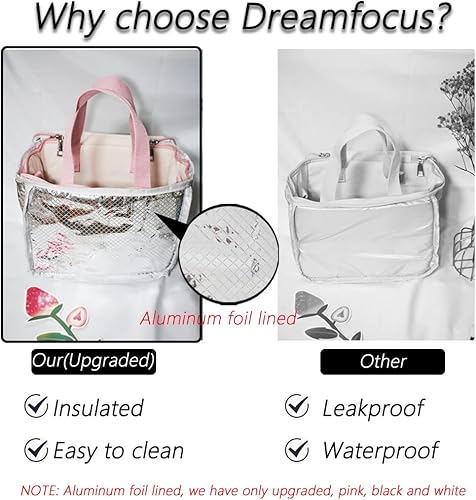 Miniatura 2 de Dreamfocus Bonita bolsa de almuerzo aislada para niñas, gran capacidad, asa y correa, lonchera Kawaii para niños, adolescentes, mujeres, trabajo,