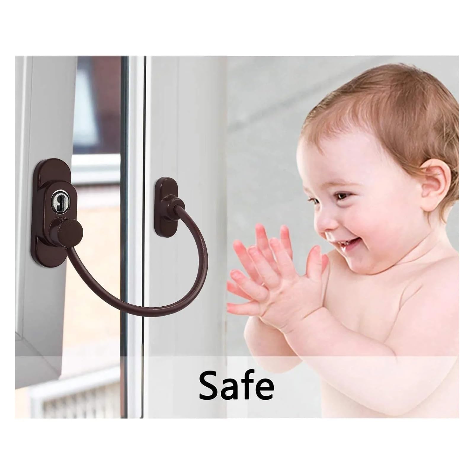 2 pezzi/4 pezzi Limitatore di sicurezza for porte e finestre, marrone, for bambini, con cavo, universale for hotel, case, scuole(4pcs)