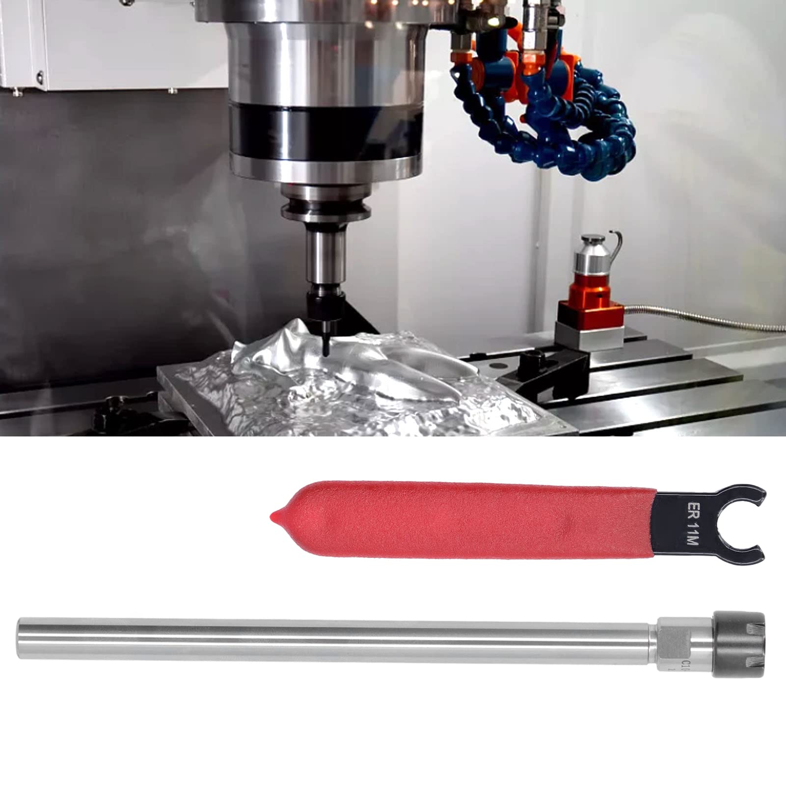 Hilitand Portapinze ER11 100 Portapinze Asta di Prolunga con Gambo Dritto con Chiave per Utensile per Tornio per Fresatura CNC Gamma di Serraggio 1-7 Mm, Pinze(C10-ER11M-150L)