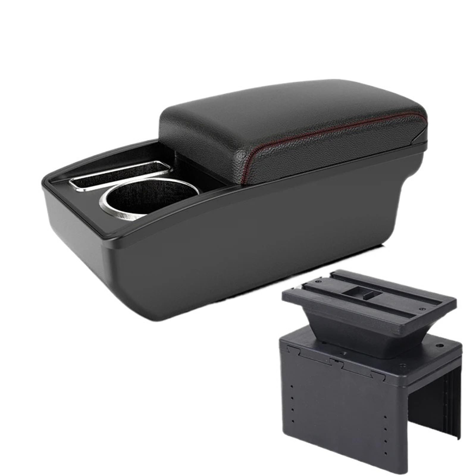 Uniwersalny schowek samochodowy na podłokietnik, uniwersalny model, schowek na akcesoria samochodowe, części do modernizacji Ochrona Podłokietnika(A1 Black red NO USB)