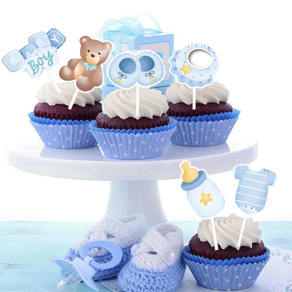Babyparty Deko-Set Für Jungen – Kuchendeko Mit Regenbogen, Ballons, Herz & Stern, Lebensmittelecht