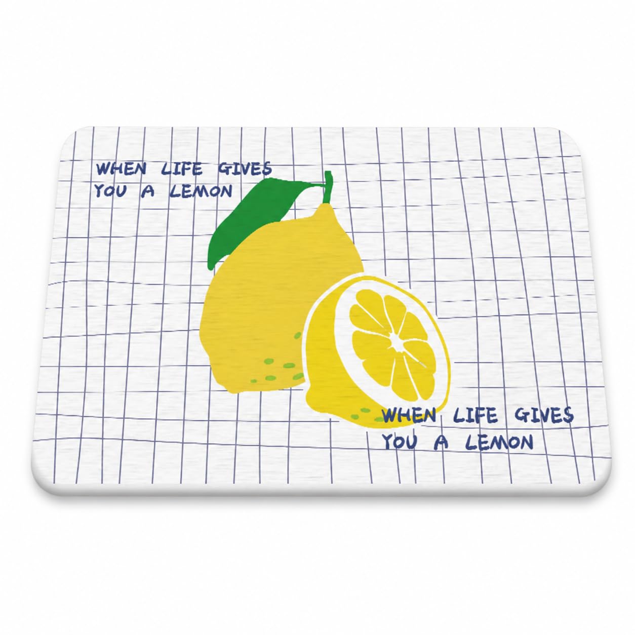 Tapis Bain Diatomée Séchage, 夏日柠檬, 39 * 60 * 0.9cm | Surface absorbante, Tapis bain hygiénique, Utilisation quotidienne, Pour enfants et adultes