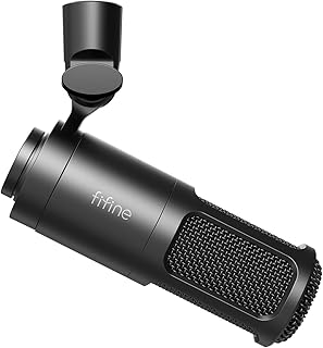 Fifine XLR Microphone, Podcast Dynamic Microphone for Vocal Recording Singing Voice-Over, Studio Metal Mic with Cardioid Pattern, Shockproof, Works for Mixer, Audio Interface,Black-K669D