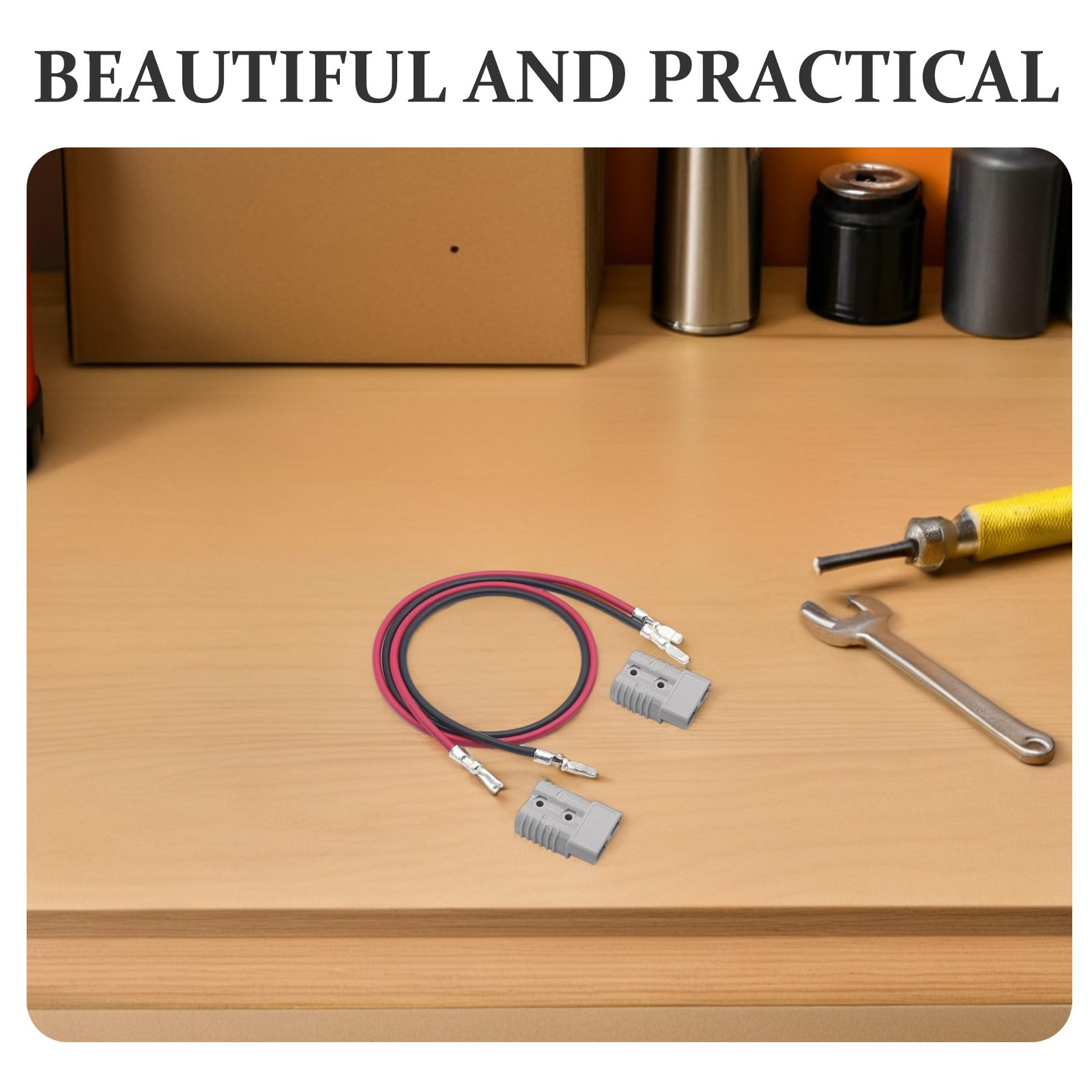 UPKOCH Cable inversor de batería para coche - Conector de 175 A con cable de 6 AWG y 100 cm (39,3") - Conector de alimentación para sistemas de remolque con cabrestante en autocaravanas,