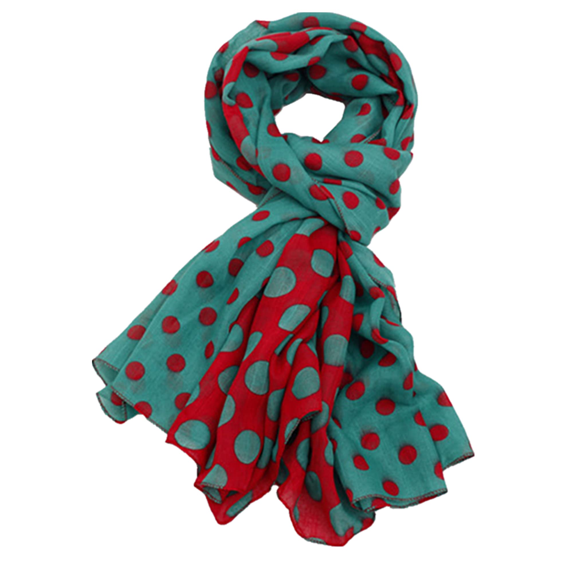 A Liittle Tree Women's Green & Red -Mixed Polka Dot Lady Fashion Stylish Soft Scarf (Green & Red)