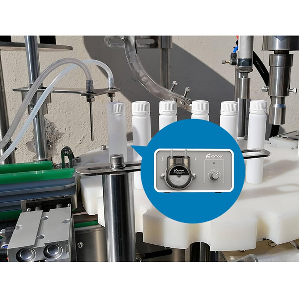 Kamoer M1-KPK200 petite pompe péristaltique 12V à faible débit 25-150ml/min | pompe doseuse de liquide à vitesse réglable pour laboratoire usine maison avec adaptateur secteur