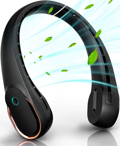 FrSara Ventilador de cuello, ventilador de cuello sin aspas, recargable, ajustable, enfriamiento de 360, súper silencioso, sin diseño de ventilador