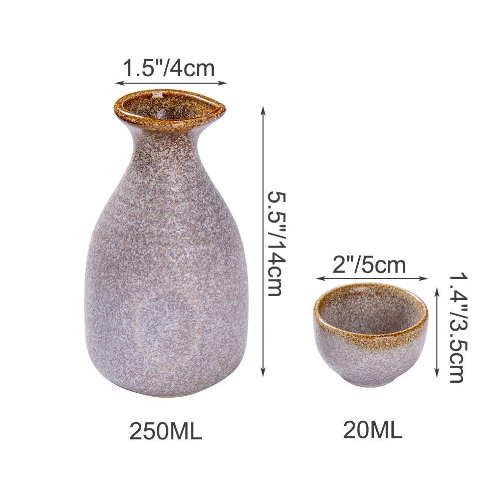 Ensemble de tasses à saké traditionnelles au design fait à la main, ensemble de 5 tasses à saké japonaises, tasses en céramique au design argenté, texture pittoresque, pour thé shochu chaud et fr