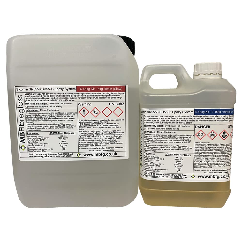 Polycraft ( Mb Fibreglass ) Amber Sicomin Sr5550 / Sd5503 Slow Epoxy Laminating Resin System - Kit 6.45Kg