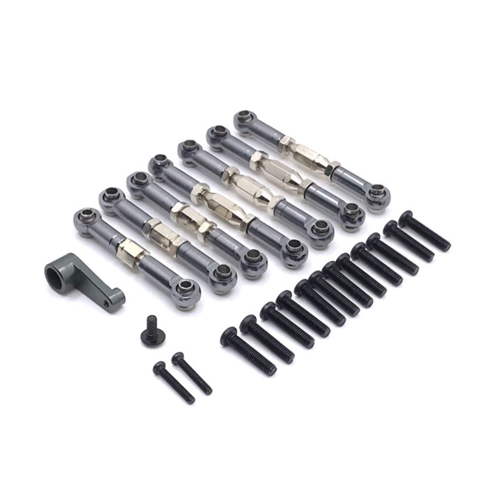 Upgrade Parts RC Car Steering Tie Rods Sturdy Construction Metal Servo Arm and Linkage Kit Improves Control RC Car Steering Linkage Improved Performance for Unpaved-Road, Bashing, Titanium-image-24