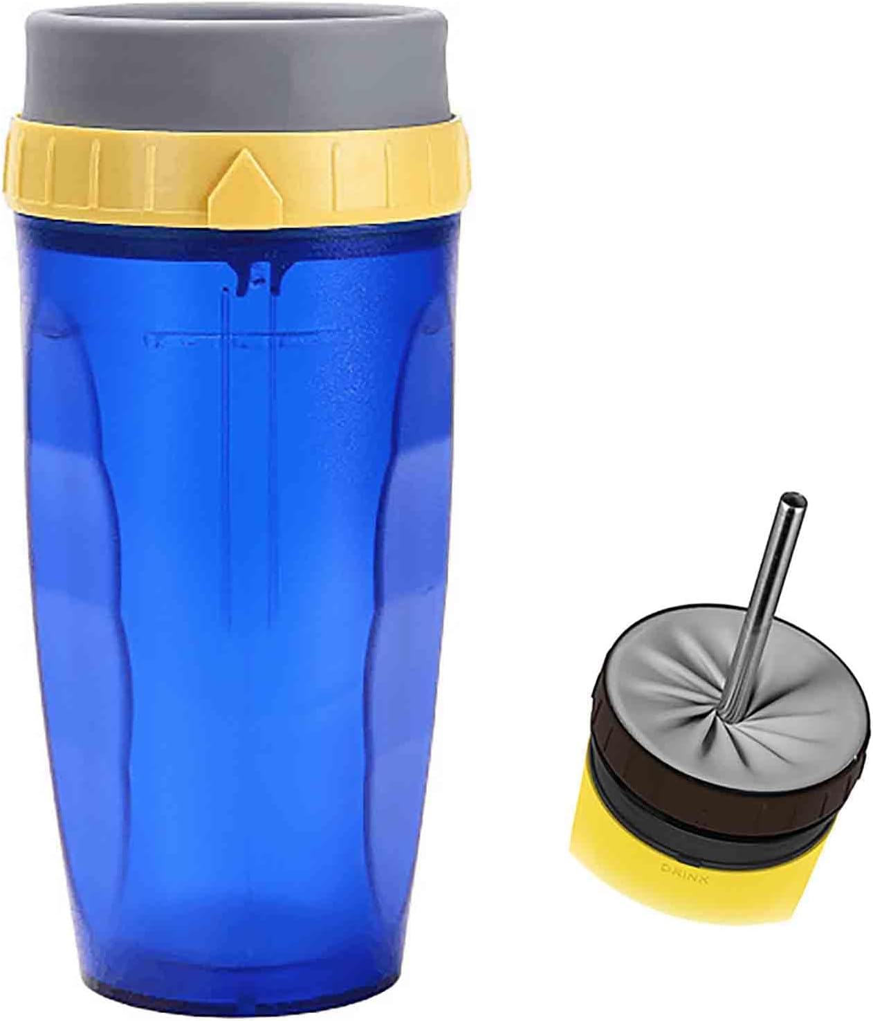 Twizz Cup 11oz, Twizz Travel Mug with Straw 300ml, Twizz Coffee Cup, Twist cup Insulated Cups Unique Twist Leak-Proof Design with Straw Double Silicone (Blue,Clear)