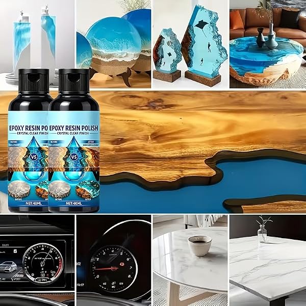 2PCS Epoxy Resin Polish High Gloss Finish Cleaner 40ml, Fast Long Lasting Sanding Set with Sponge - 3