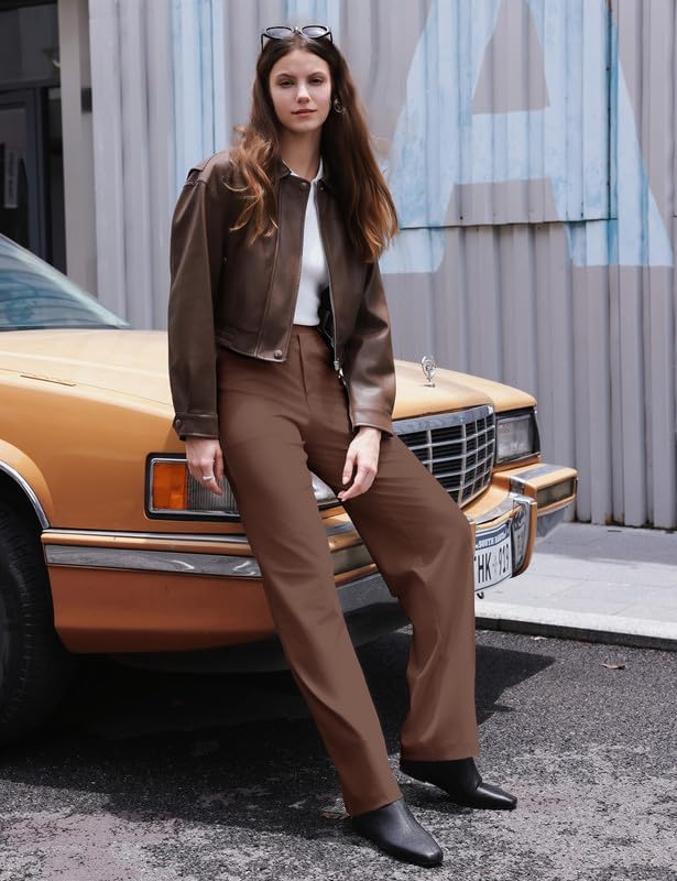 ESOFT Womens Dress Pants 27"/29"/31” Business Work Pants Wide Leg Pull On High Waisted Casual Stretchy Trousers Pockets - Image 2