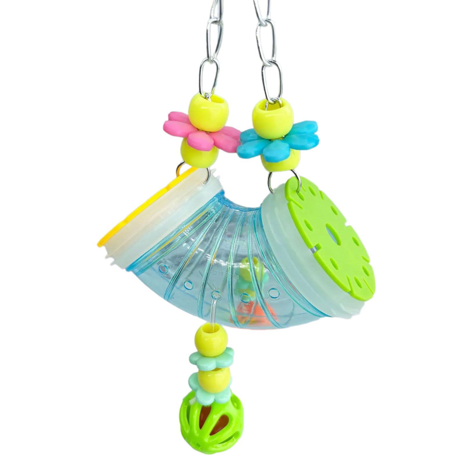 Ljmyy Interactive Parrots Chew Toy Cage Hanging Foraging Toy With Tunnel and Bead Design for Beak Training and Entertainment