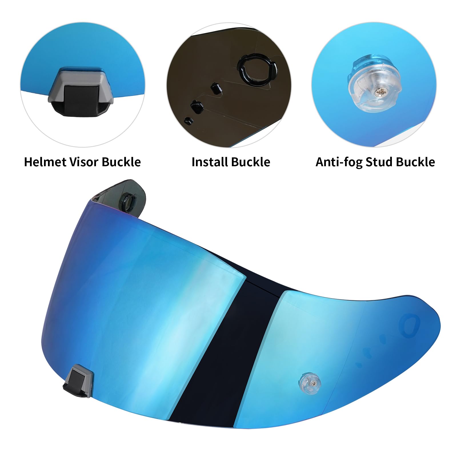 Helmvisier für EXO-T520/1400/391 R1 Motorradhelm Visier Motorrad Windschutz Helm Objektiv Visier Motorradhelm UV-Schutz Helm Ersatz (Chrom Blue)