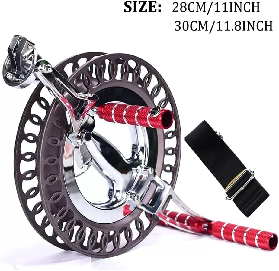 Heavy Duty Metal Kite String Reel, Alloy Kite String Spool for Adults, Professional Kite String Winder Grip Wheel, Metal Roller with Belt & Abdominal Support for Big Kites