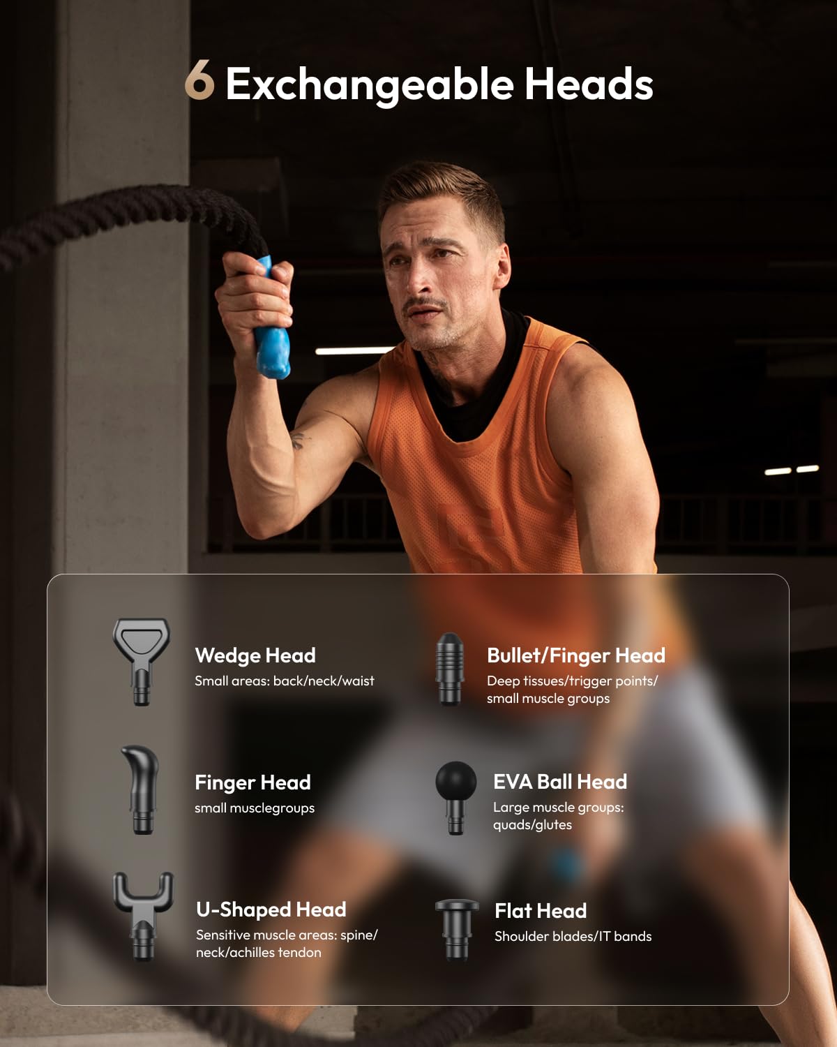 Massagepistole mit 30 Stufen und 6 Aufsätzen für Zuhause, Büro und Training