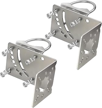 MOOKEERF Antenna Mast Clamp,2PCS Pole Mount Bracket with Double U-Bolts, Antenna Pole Mount Kits Starlink Mount for Outside Home Antenna Pole Holder Adjustable Angle