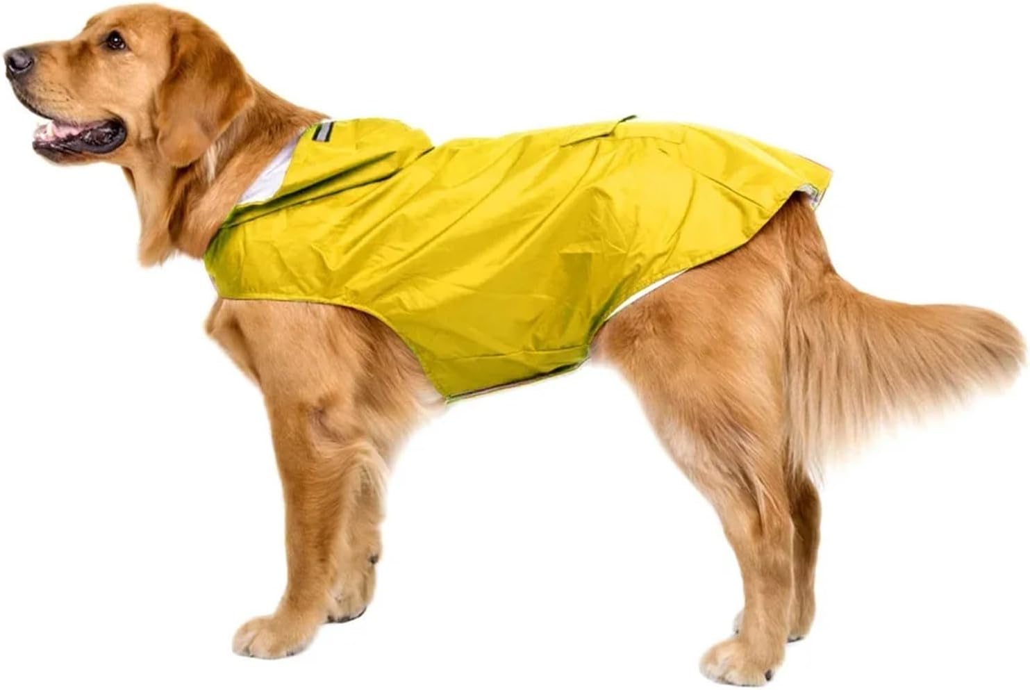 Large Pet Dog Face Raincoat Waterproof Polyester Safety Reflective Stripe Rain Jacket for Golden Retriever Labrador Husky S-6XL(Yellow,6X-Large)