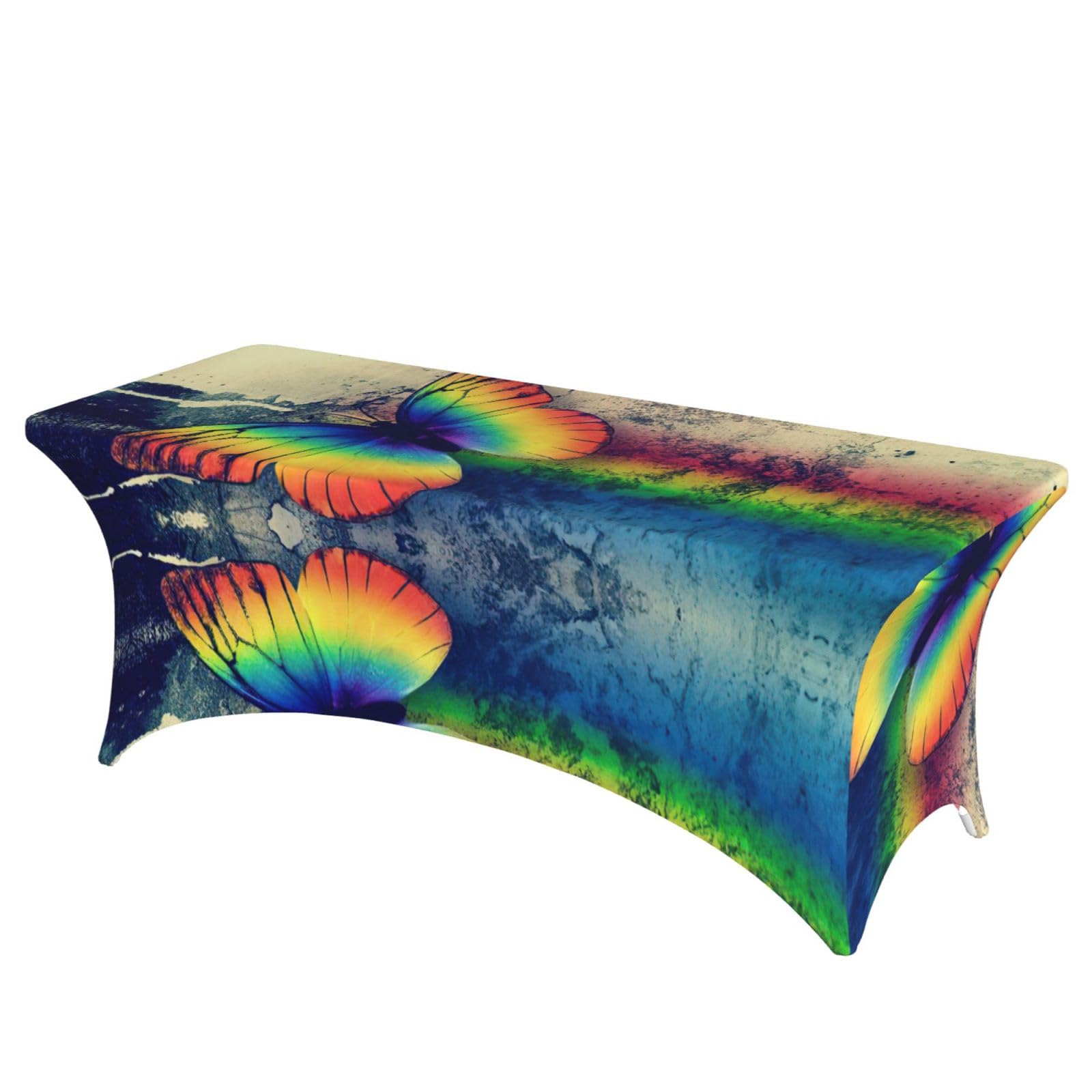 Housse extensible table 1,8 m imprimé papillon pour fête et mariage