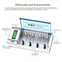 Vista 3 de EBL D Cells 10000mAh Rechargeable Batteries (4 Counts) with C D 9V AA AAA Battery Charger