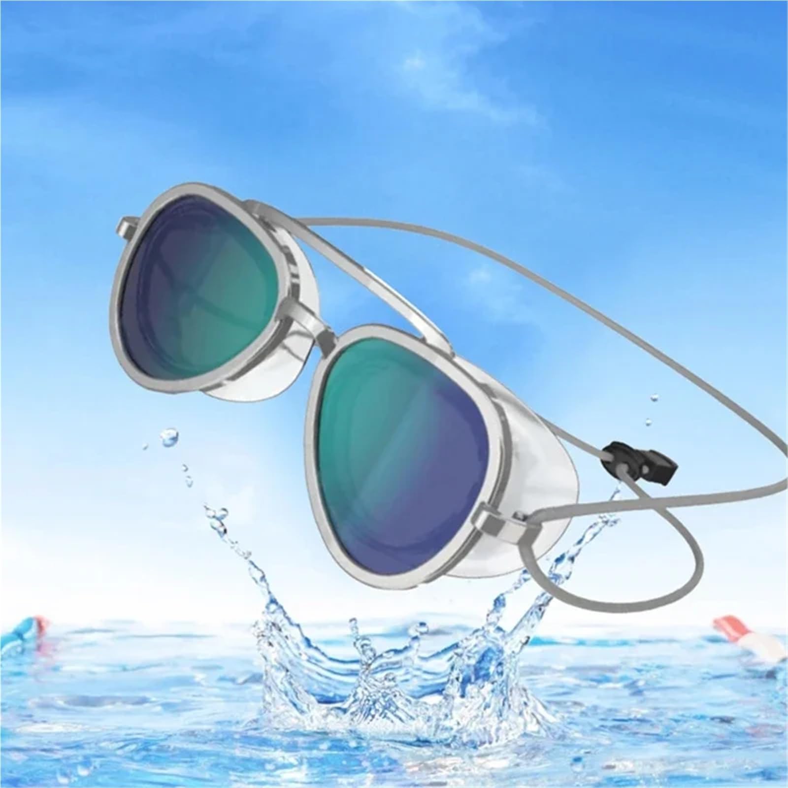 Occhialini Da Nuoto Occhiali da nuoto regolabili, protezione, ampia visuale, montatura grande, occhiali e immersioni, anti-perdita