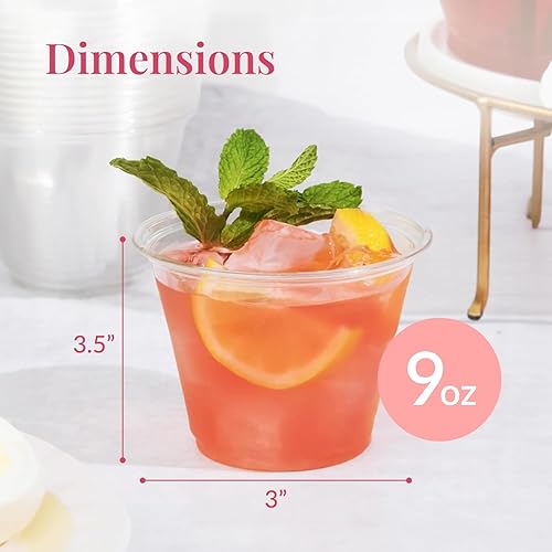 Miniatura 3 de Paquete de 50 vasos desechables de plástico transparente de 9 onzas  Vasos de plástico PET transparente  Vaso de café helado  Copas de vino de