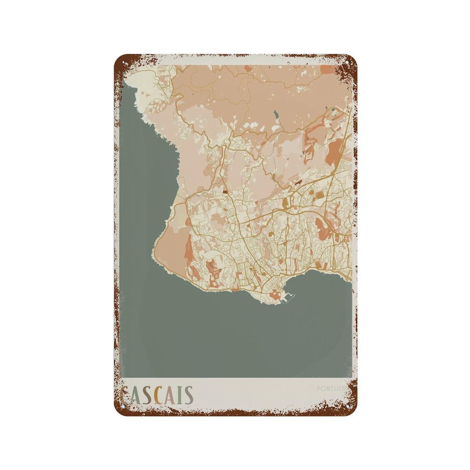 xiaoxiaoshen Cascais Map Portugal Travel Gift Boho (2) Wall Decor Art Metal Tin Poster Modern Home Decor Art Home Bar Shop Decorations Vintage Sign 30x20cm