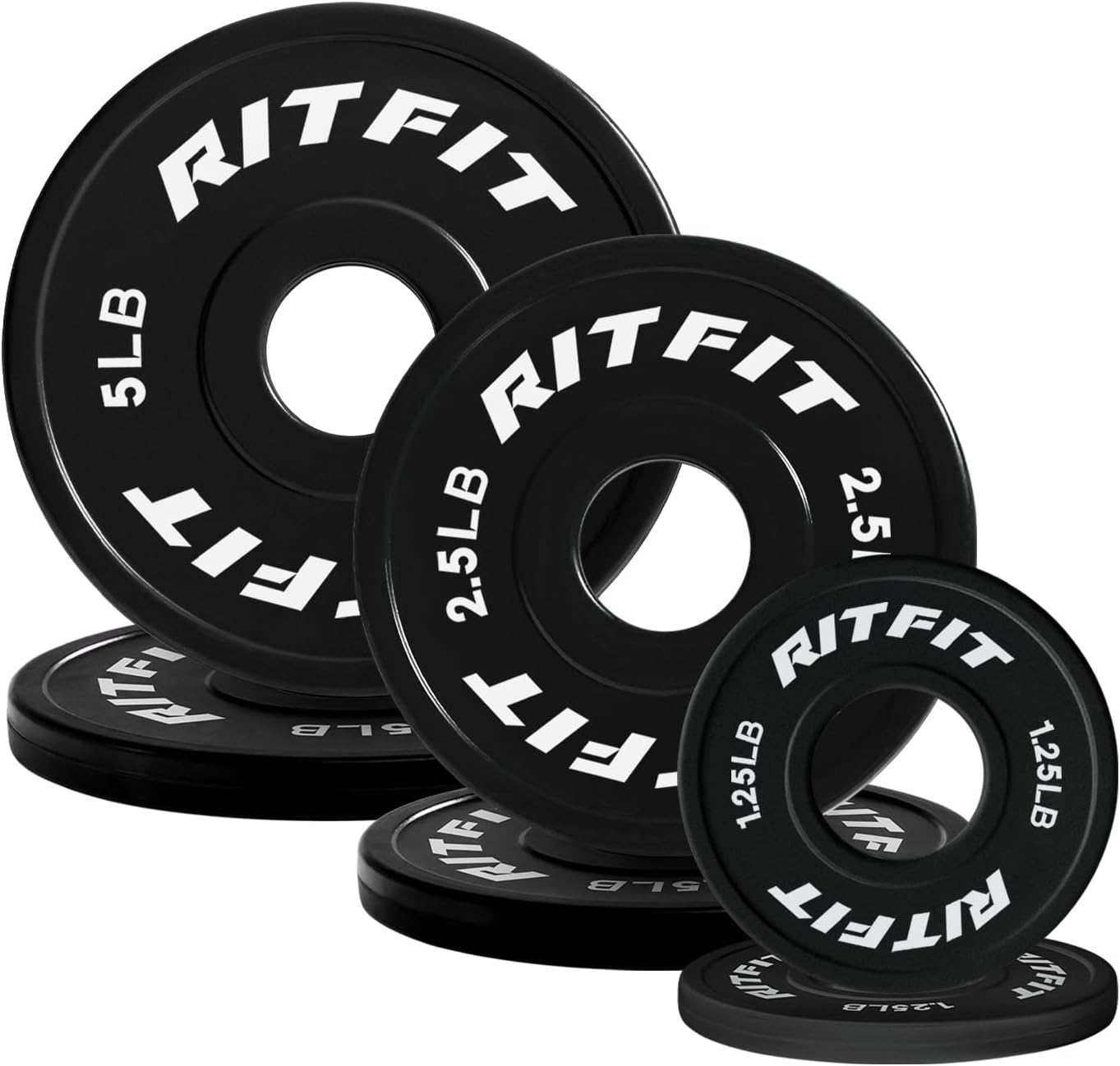 RitFit Fractional Rubber Weight Plates, Colored Bumper Plates for Starting Strength and Progressive Overload Training, Pair and Sets