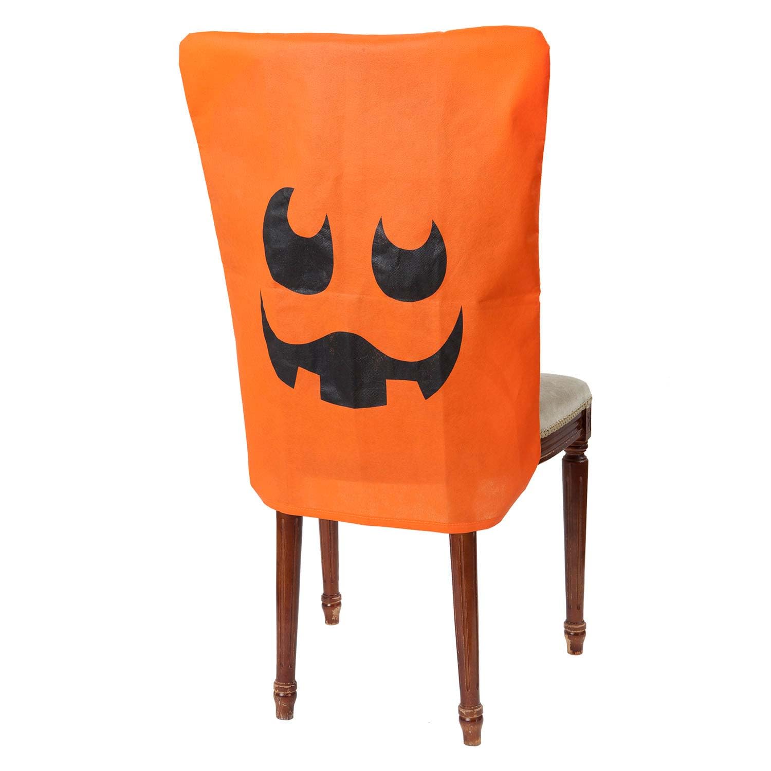 VFM e-Store - Halloween Chair Covers Halloween Party, Trick Or Treat Spooky Halloween Parties, Creepy, Fright, Costume, Fancy Dess Accessories and Props - 65cm X 50cm Pumpkin